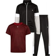 RBX Boys’ Jogger Set – 3 Piece Tricot Sweatshirt, Sweatpants, and T-Shirt Tracksuit (8-12)